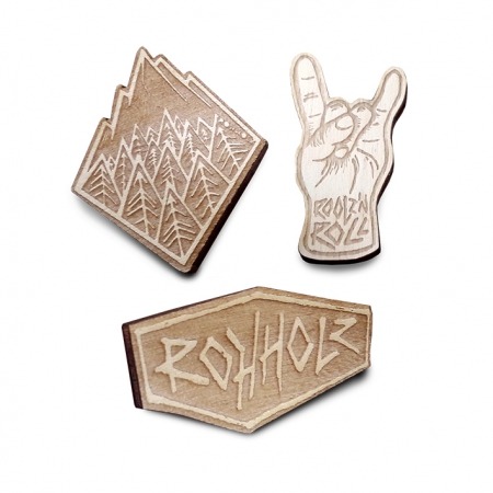 Rohholz Rock wood pins - Holz Anstecker