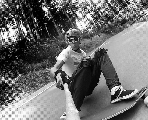 Martin beim Longboard Freeride Event